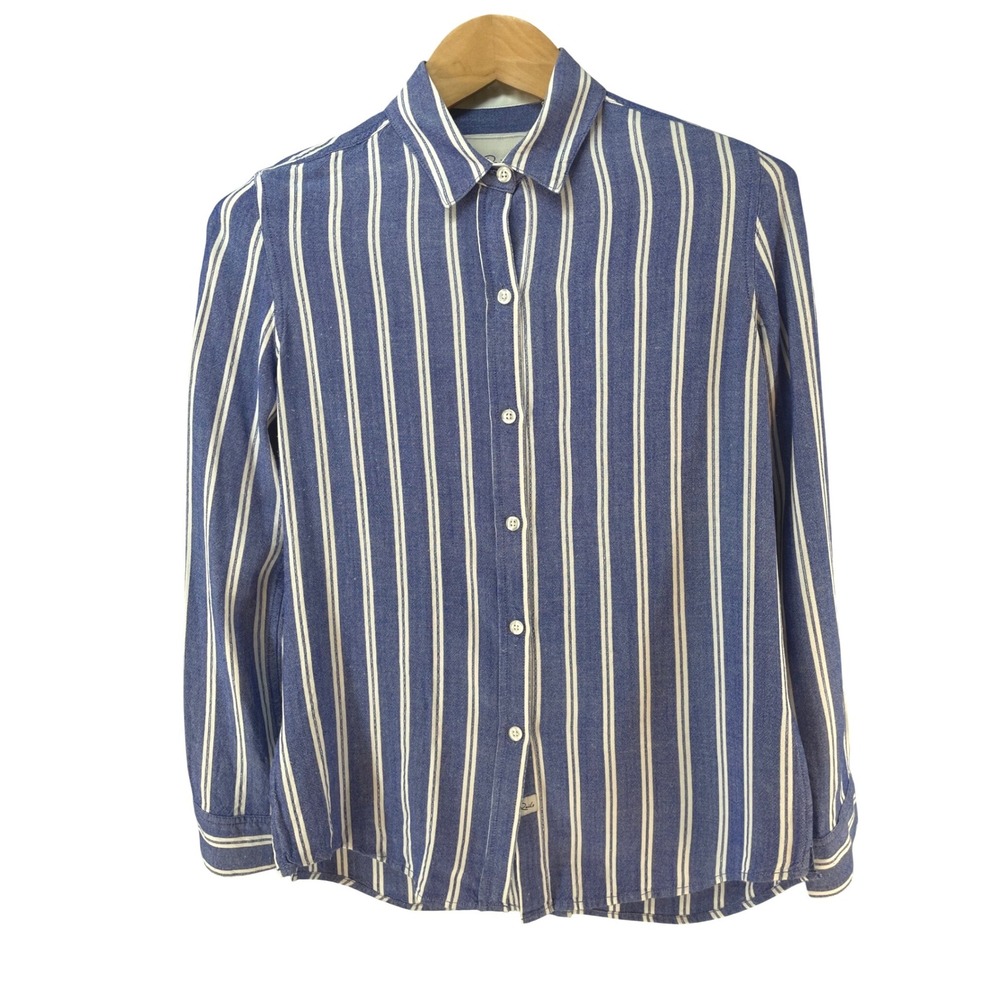 Rails Womens Blue White Striped Button Back Long Sleeve Shirt XS